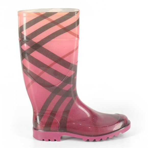 Burberry Shoes - Burberry Raspberry pink plaid Rainboots Italy EU39